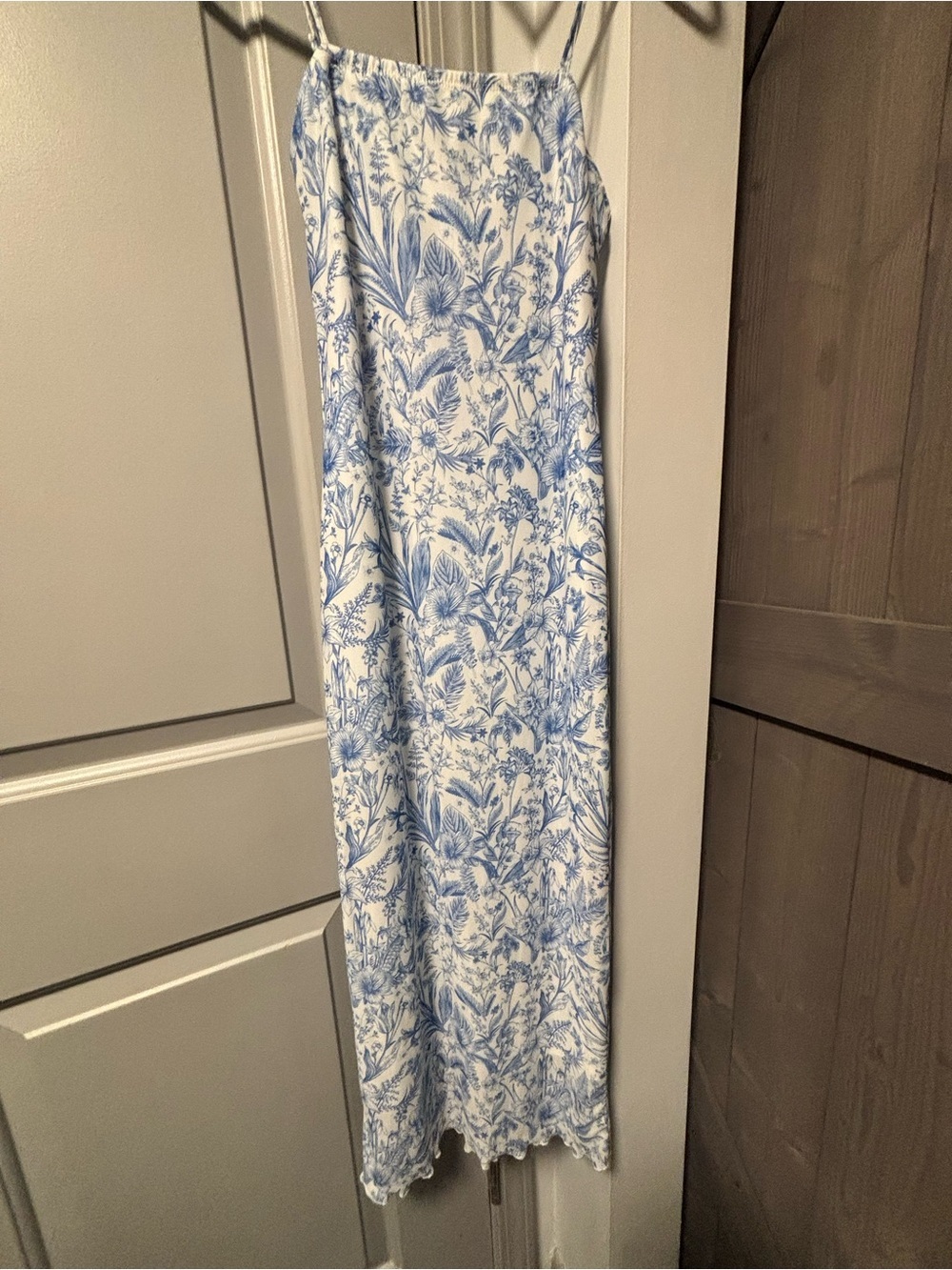 Blue and White Floral Slip Dress